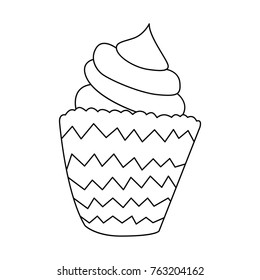 Cupcake icon in outline style. Perfect for print, menu and creative design. Vector illustration. Isolated on white