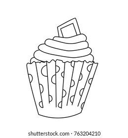 Cupcake icon in outline style. Perfect for print, menu and creative design. Vector illustration. Isolated on white