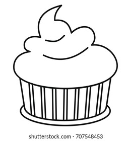 Cupcake icon in outline style vector illustration for design and web isolated on white background. Cupcake vector object for labels and advertising
