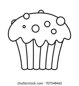 Cupcake icon in outline style vector illustration for design and web isolated on white background. Cupcake vector object for labels and advertising