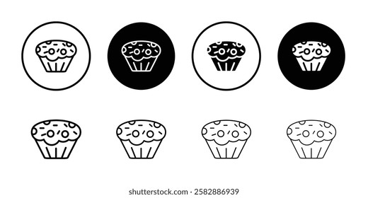 Cupcake icon Outline thin set pack series