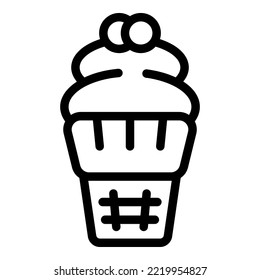 Cupcake icon outline vector. Chocolate fondue. Food machine