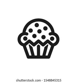 Cupcake icon, outline vector sign, linear style pictogram isolated on white background. Symbol, logo illustration - stock vector