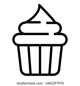 Cupcake icon. Outline cupcake vector icon for web design isolated on white background
