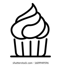 Cupcake icon. Outline cupcake vector icon for web design isolated on white background