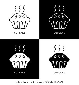 Cupcake Icon. Pie Cake Dessert Logo. Bakery And Cooking Equipment Vector Symbol