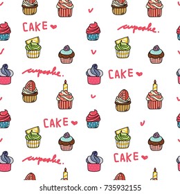 Cupcake icon seamless background