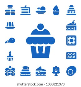 cupcake icon set. 17 filled cupcake icons.  Collection Of - Macaron, Jelly, Snack, Muffin, Cupcake, Cake, Waffle, Cakes, Brownie, Gummy