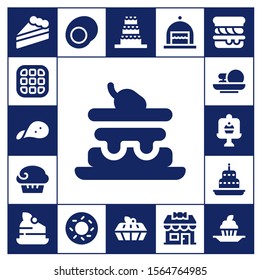 cupcake icon set. 17 filled cupcake icons.  Simple modern icons about  - Cake, Waffle, Snack, Muffin, Cakes, Gummy, Bagel, Candy shop, Scone, Cupcake