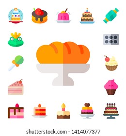 cupcake icon set. 17 flat cupcake icons.  Simple modern icons about  - birthday cake, frog prince, candy, baguette, cake slice, muffin, cake, pancake, jelly, wedding
