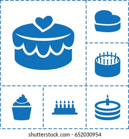 Cupcake icon. set of 6 cupcake filled icons such as cake, muffin, heart cake