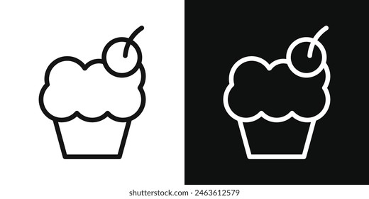 Cupcake icon set. Celebration party muffin vector symbol. Dessert treat icon.