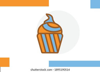 Cupcake icon set Filled line color concept related food elements.
