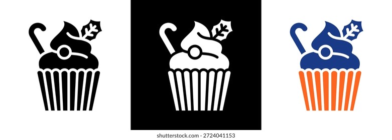 Ilustração do vetor de glifos do conjunto de ícones do cupcake