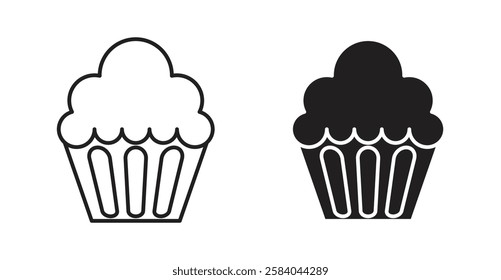 Cupcake icon set in thin line. vector illustrations for web