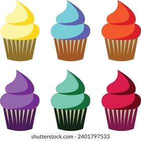 Cupcake-Icon-Set, Vektorgrafik