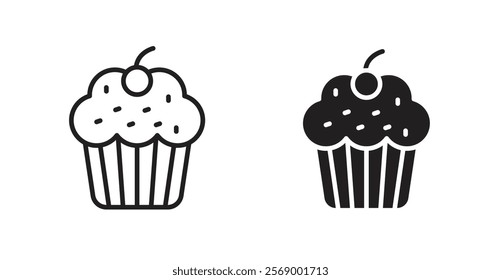 Cupcake icon set vector graphics designs