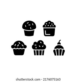 Cupcake Icon Set Vector Symbol Design Illustration