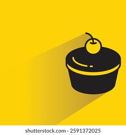 cupcake icon with shadow on yellow background