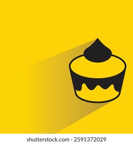 cupcake icon with shadow on yellow background