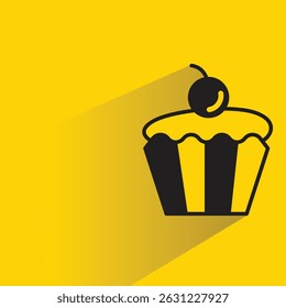 cupcake icon with shadow on yellow background