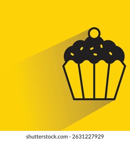 cupcake icon with shadow on yellow background