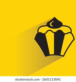 cupcake icon with shadow yellow background