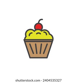 cupcake icon. sign for mobile concept and web design. outline vector icon. symbol, logo illustration. vector graphics.
