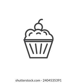 cupcake icon. sign for mobile concept and web design. outline vector icon. symbol, logo illustration. vector graphics.