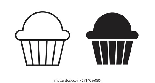Cupcake Symbol Silhouette Vektorgrafiken. Bearbeitbare Striche