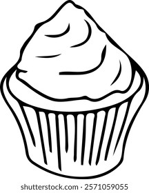 The cupcake icon. Simple graphic design in 2D format. A template highlighted on a white background.