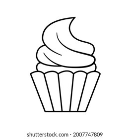 Cupcake icon, Simple outline vector illustration isolated