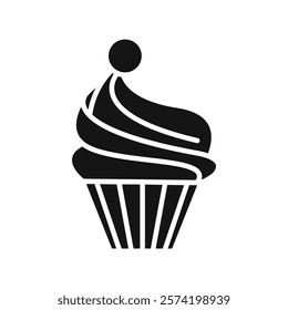 Cupcake icon Simple thin line flat symbol