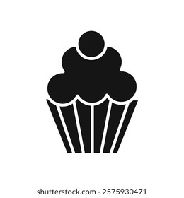 Cupcake icon Simple thin line flat symbol