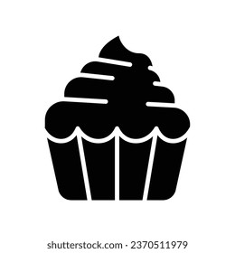 cupcake icon solid. Fresh Bakery cream cake silhouette can be use for restaurant, bread and pastry shop. Sweet Yummy Muffin. Vector illustration. Design on white background. EPS10