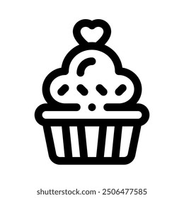 Icono de cupcake con contorno de estilo