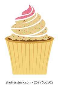 Cupcake icon. Sweets food symbol, cupcake icon website design. Flat style home made cream cake vector isolated on white background. Hand-drawn cupcake illustration.