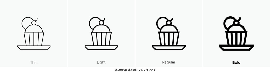 cupcake icon. Thin, Light Regular And Bold style design isolated on white background