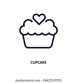 cupcake icon. Thin line cupcake icon from kitchen collection. Outline vector isolated on white background. Editable cupcake symbol can be used web and mobile