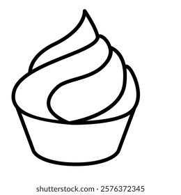 Cupcake icon in thin line style