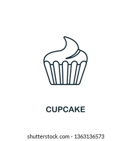 Cupcake icon. Thin line symbol design from coffe shop icon collection. UI and UX. Creative simple cupcake icon for web and mobile.
