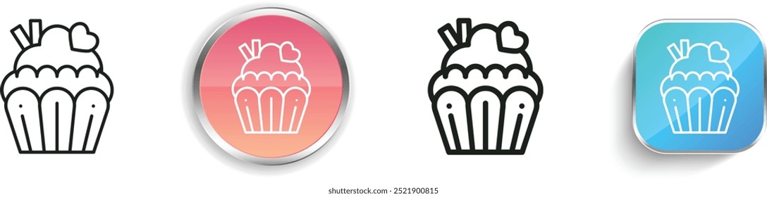 cupcake icon. Thin Linear, Regular and Button Style Design Isolated On White Background