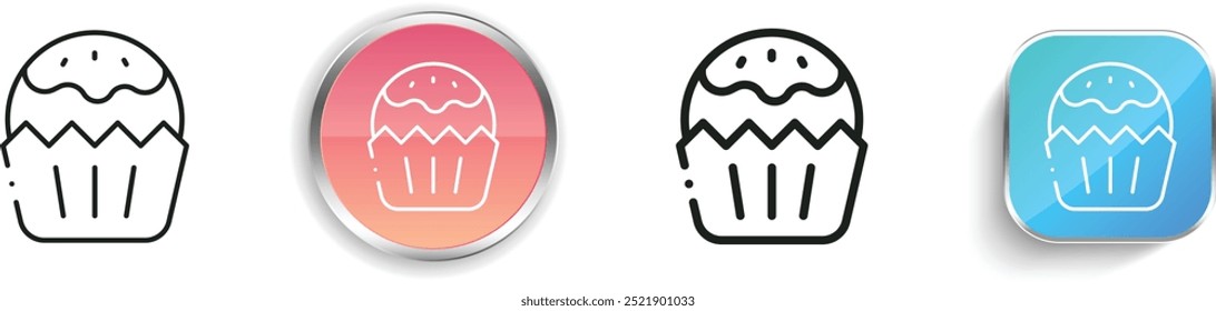 cupcake icon. Thin Linear, Regular and Button Style Design Isolated On White Background