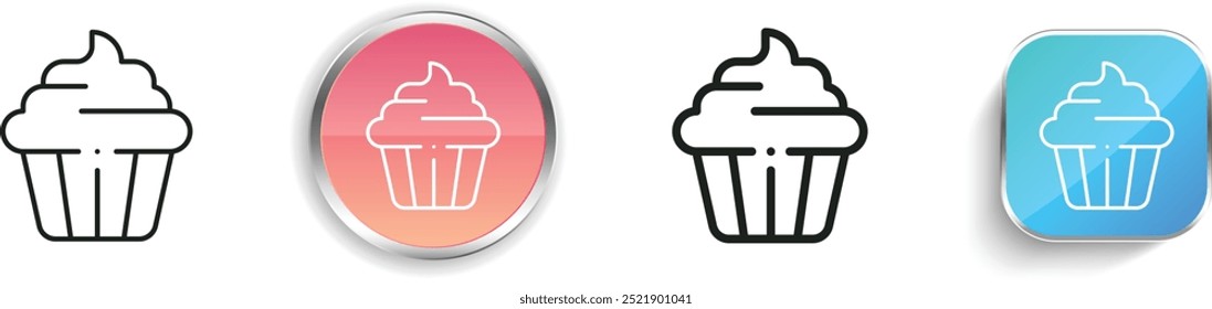 cupcake icon. Thin Linear, Regular and Button Style Design Isolated On White Background