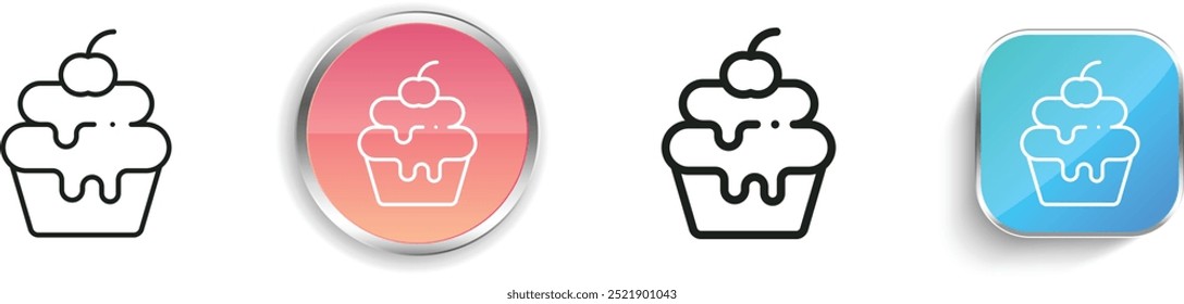 cupcake icon. Thin Linear, Regular and Button Style Design Isolated On White Background