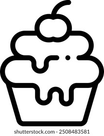 cupcake icon. Thin Linear Style Design Isolated On White Background