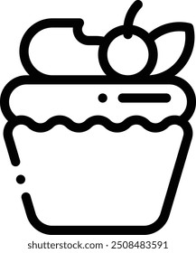 cupcake icon. Thin Linear Style Design Isolated On White Background
