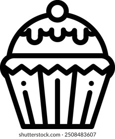 cupcake icon. Thin Linear Style Design Isolated On White Background