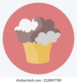 Cupcake Icon in trendy flat style isolated on soft blue background