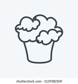 Cupcake Icon in trendy line style isolated on soft blue background